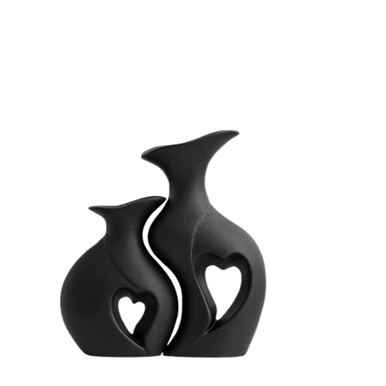 Heart Shaped Ceramic Vase Set of 2 – Minimalist Modern Decorative Vases for Home, Wedding & Table Centerpieces